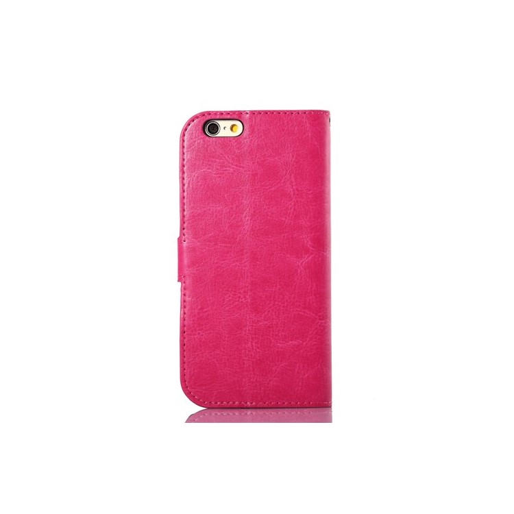 Oil Wax Crazy Horse Leather Magnetic Cover w/ Stand for iPhone 6s / 6 4.7 inch - Rose-2