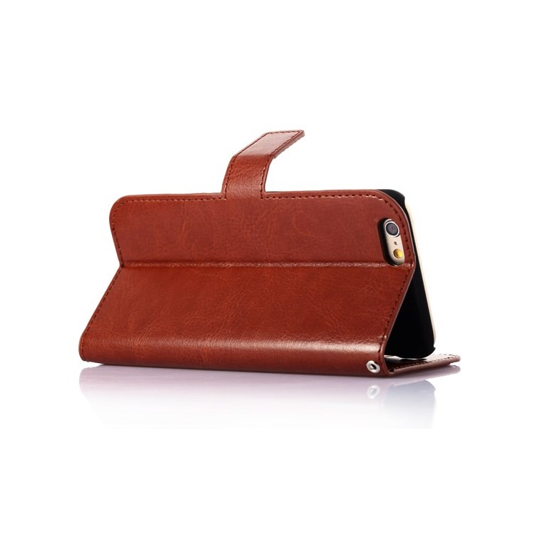 Oil Wax Crazy Horse PU Leather Stand Case for iPhone 6s / 6 4.7 inch - Brown-4