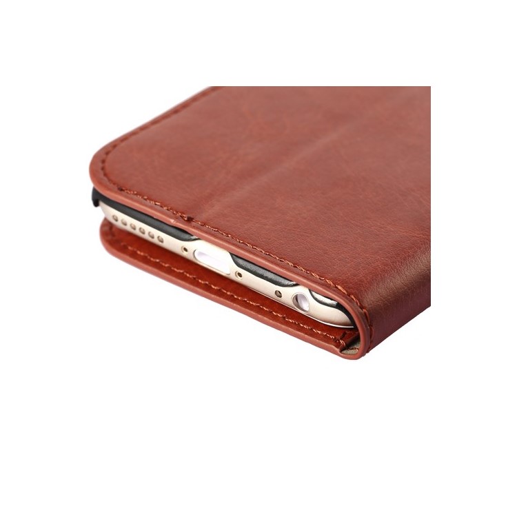 Oil Wax Crazy Horse PU Leather Stand Case for iPhone 6s / 6 4.7 inch - Brown-6