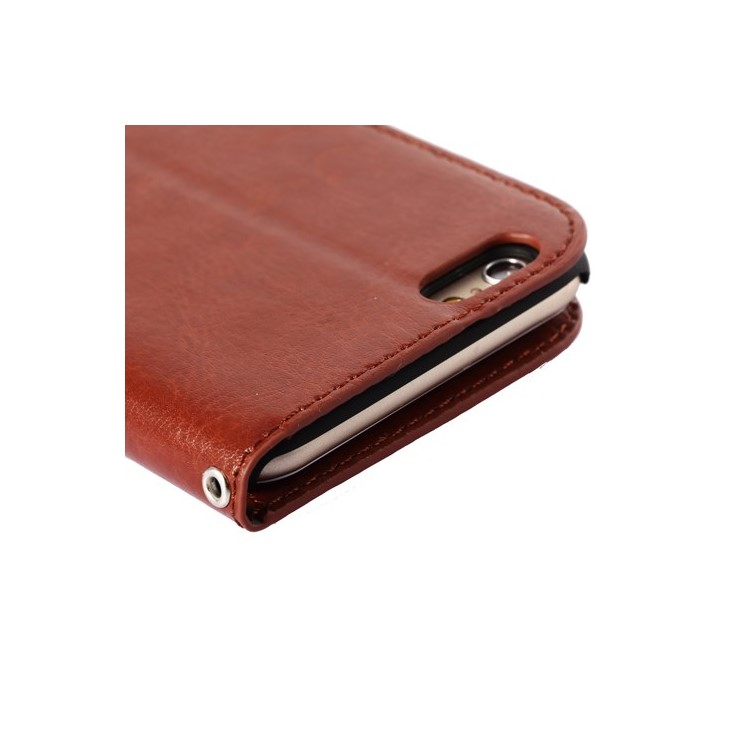 Oil Wax Crazy Horse PU Leather Stand Case for iPhone 6s / 6 4.7 inch - Brown-7