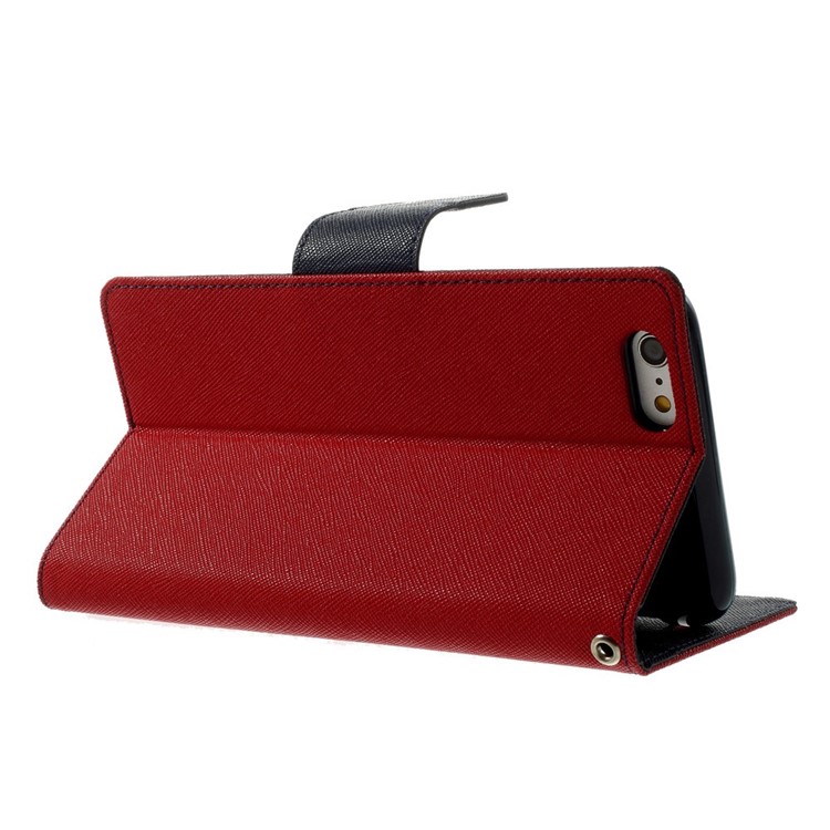 Mercury GOOSPERY Fancy Diary Leather Wallet Case for iPhone 6 Plus / 6s Plus w/ Stand - Red-4