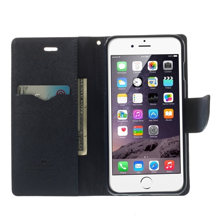 Mercury GOOSPERY Fancy Diary Leather Wallet Case for iPhone 6 Plus / 6s Plus w/ Stand - Red-5
