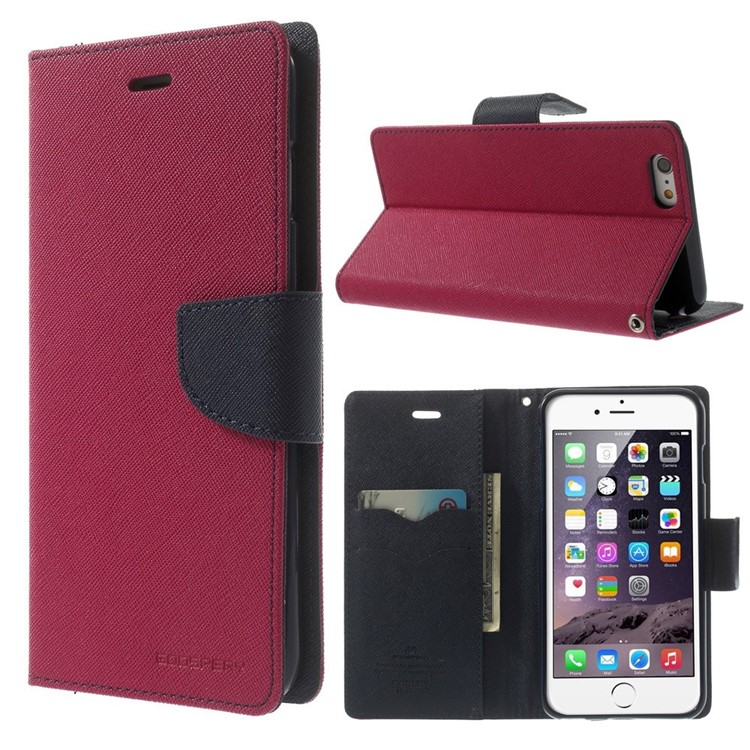 Mercury GOOSPERY Fancy Diary Leather Wallet Cover for iPhone 6 Plus / 6s Plus w/ Stand - Rose-1