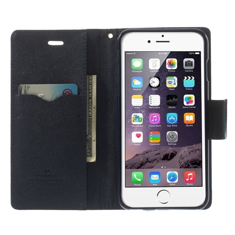 Mercury GOOSPERY Fancy Diary Leather Wallet Cover for iPhone 6 Plus / 6s Plus w/ Stand - Rose-5