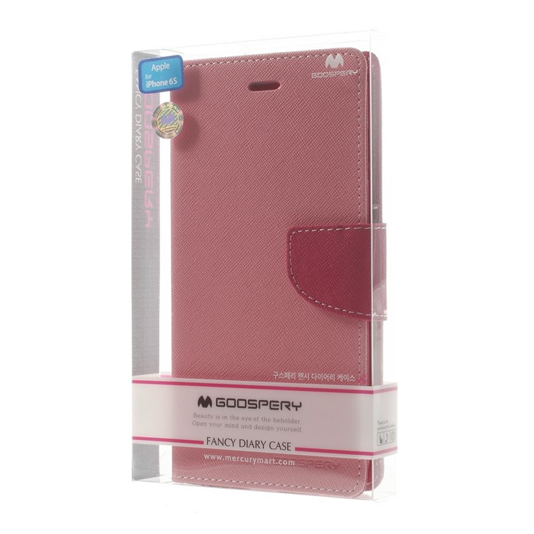 Mercury GOOSPERY Fancy Diary Wallet Leather Case for iPhone 6 Plus / 6s Plus w/ Stand - Pink-11