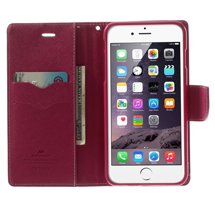 Mercury GOOSPERY Fancy Diary Wallet Leather Case for iPhone 6 Plus / 6s Plus w/ Stand - Pink-5