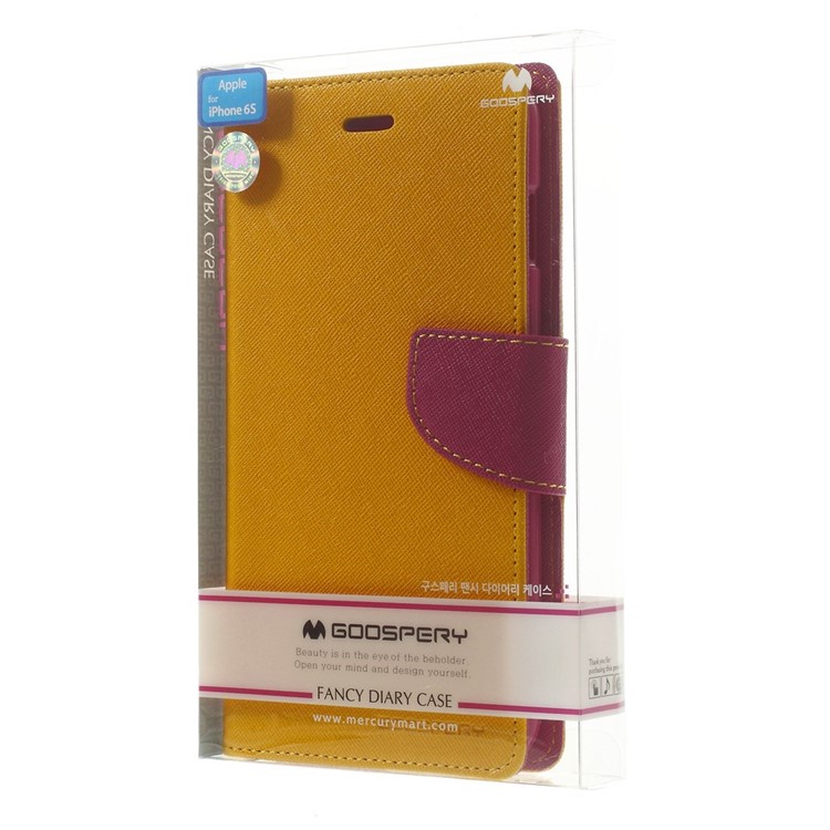 Mercury GOOSPERY Fancy Diary Wallet Leather Shell for iPhone 6 Plus / 6s Plus w/ Stand - Yellow-11