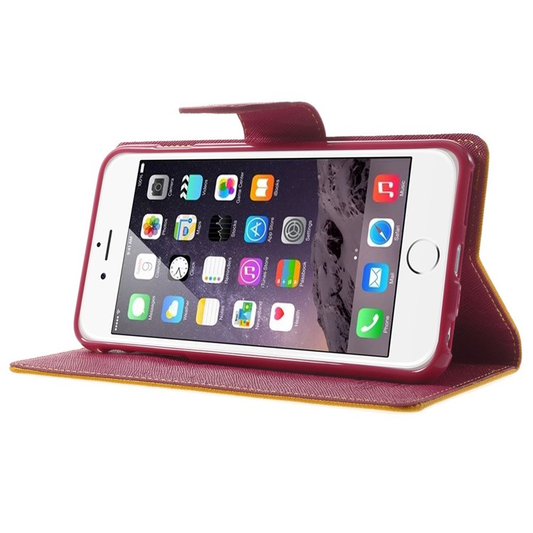 Mercury GOOSPERY Fancy Diary Wallet Leather Shell for iPhone 6 Plus / 6s Plus w/ Stand - Yellow-3