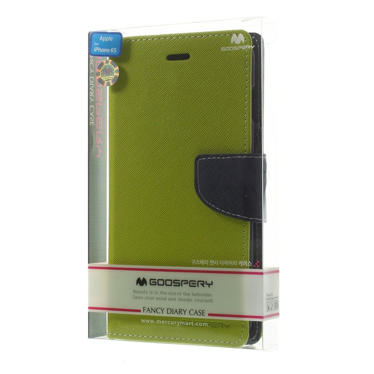 Mercury GOOSPERY Fancy Diary Wallet Leather Case for iPhone 6 Plus / 6s Plus w/ Stand - Green-11