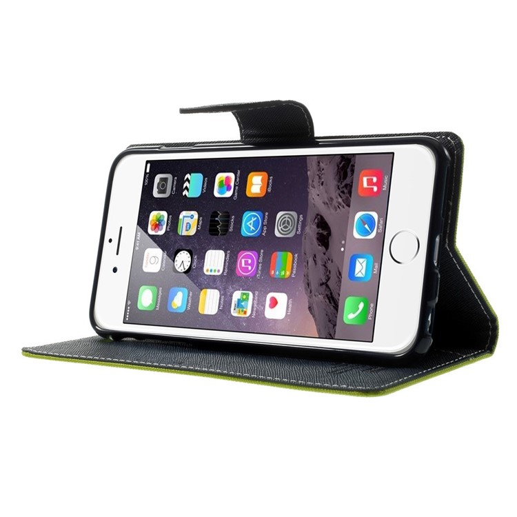 Mercury GOOSPERY Fancy Diary Wallet Leather Case for iPhone 6 Plus / 6s Plus w/ Stand - Green-3