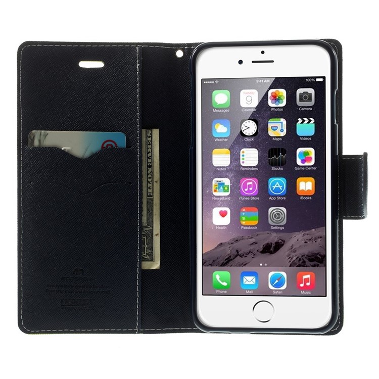 Mercury GOOSPERY Fancy Diary Wallet Leather Case for iPhone 6 Plus / 6s Plus w/ Stand - Green-5