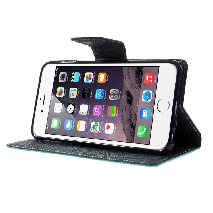 Mercury GOOSPERY Fancy Diary Leather Case for iPhone 6 Plus / 6s Plus w/ Card Holder & Stand - Cyan-3