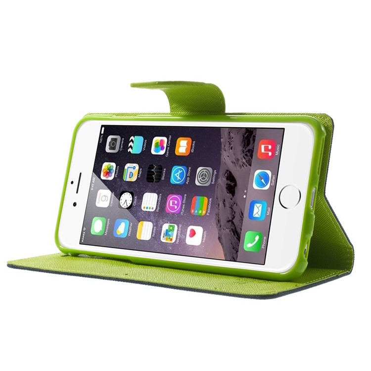 Mercury GOOSPERY Fancy Diary Leather Wallet Cover for iPhone 6 Plus / 6s Plus w/ Stand - Dark Blue-3