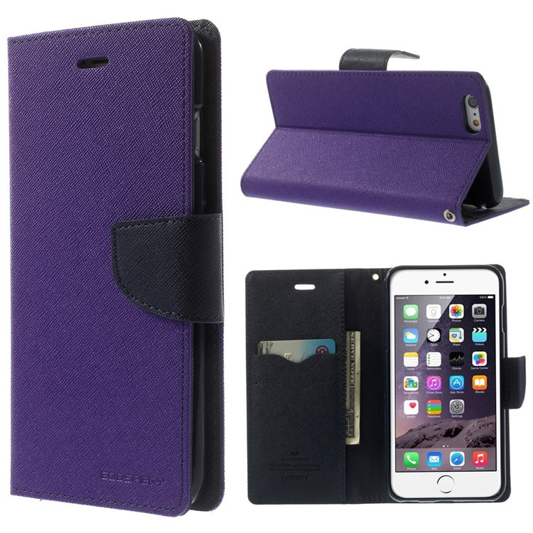 Mercury GOOSPERY Fancy Diary Wallet Leather Case for iPhone 6 Plus / 6s Plus w/ Stand - Purple-1