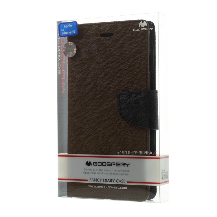 Mercury GOOSPERY Fancy Diary Leather Case for iPhone 6 Plus / 6s Plus w/ Stand - Brown-11