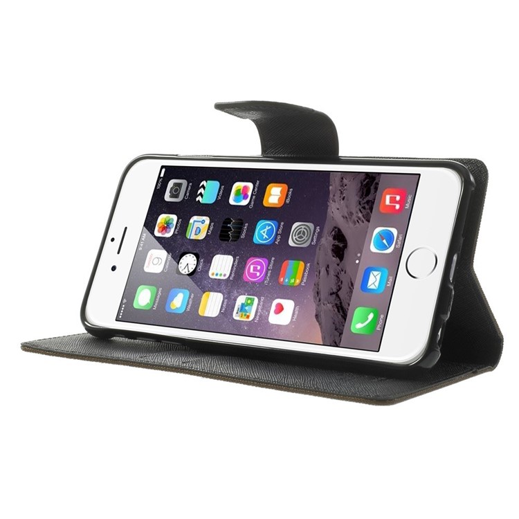 Mercury GOOSPERY Fancy Diary Leather Case for iPhone 6 Plus / 6s Plus w/ Stand - Brown-3