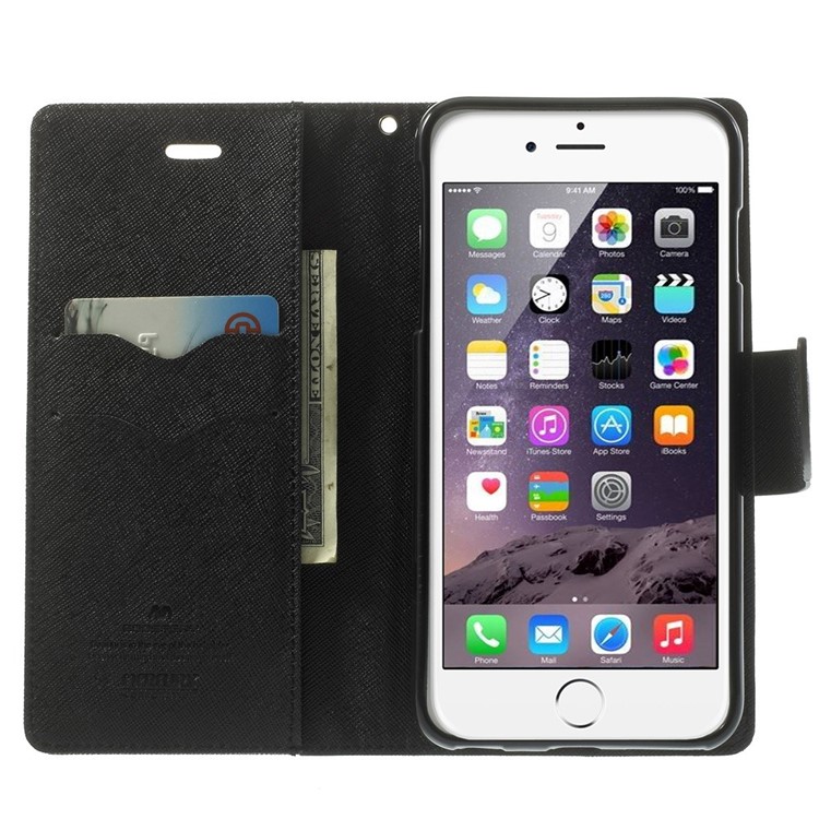 Mercury GOOSPERY Fancy Diary Leather Case for iPhone 6 Plus / 6s Plus w/ Stand - Brown-5