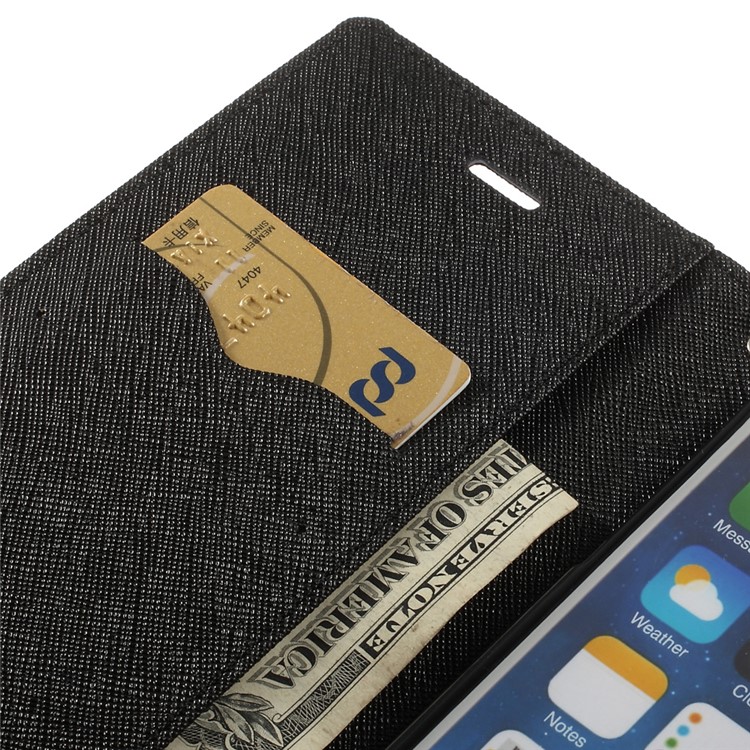 Mercury GOOSPERY Fancy Diary Leather Cover for iPhone 6 Plus / 6s Plus w/ Stand - Black-10