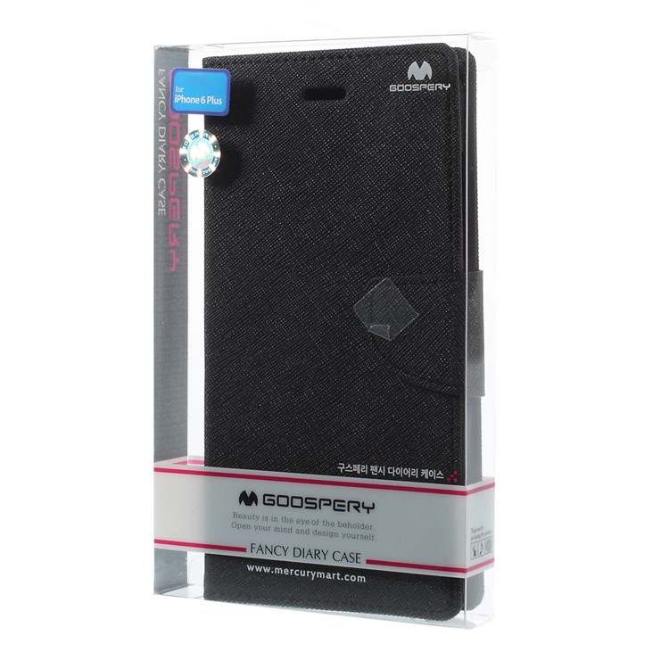 Mercury GOOSPERY Fancy Diary Leather Cover for iPhone 6 Plus / 6s Plus w/ Stand - Black-11