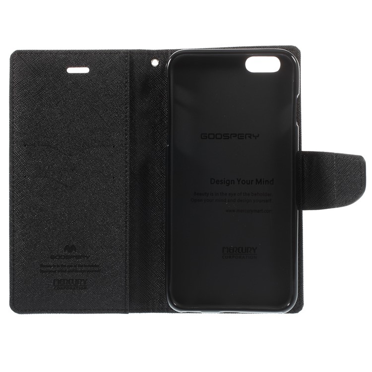 Mercury GOOSPERY Fancy Diary Leather Cover for iPhone 6 Plus / 6s Plus w/ Stand - Black-7