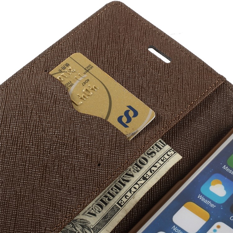 Mercury GOOSPERY Fancy Diary Leather Wallet Cover for iPhone 6 Plus / 6s Plus w/ Stand - Brown / Black-10