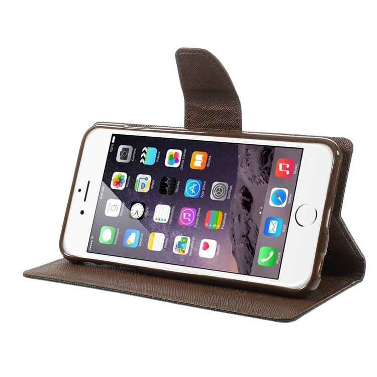 Mercury GOOSPERY Fancy Diary Leather Wallet Cover for iPhone 6 Plus / 6s Plus w/ Stand - Brown / Black-4