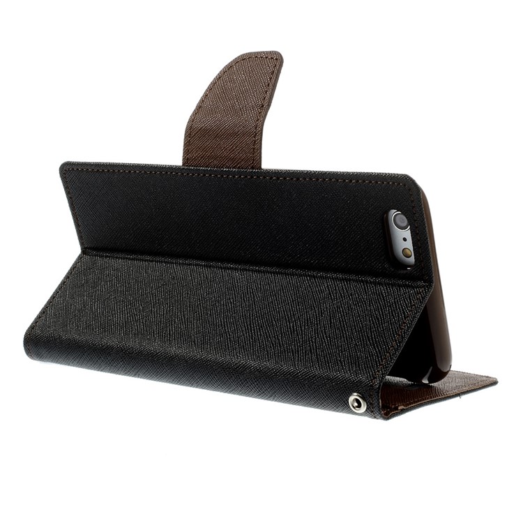 Mercury GOOSPERY Fancy Diary Leather Wallet Cover for iPhone 6 Plus / 6s Plus w/ Stand - Brown / Black-5