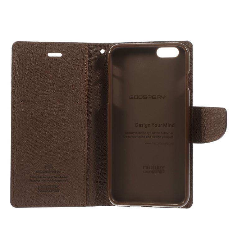 Mercury GOOSPERY Fancy Diary Leather Wallet Cover for iPhone 6 Plus / 6s Plus w/ Stand - Brown / Black-7