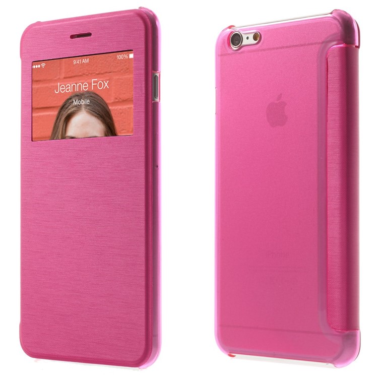 View Window Brushed Leather Folio Case for iPhone 6s Plus / 6 Plus 5.5 inch - Rose-1