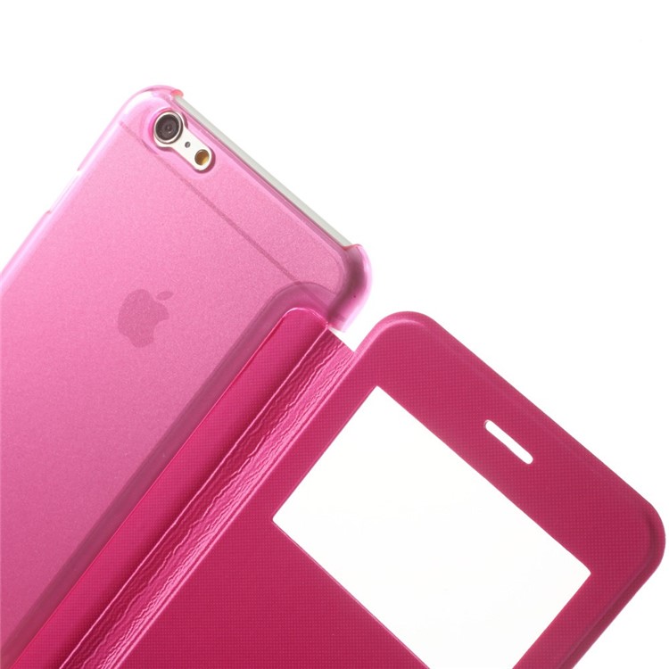 View Window Brushed Leather Folio Case for iPhone 6s Plus / 6 Plus 5.5 inch - Rose-3