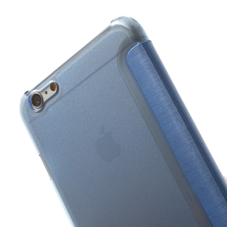For iPhone 6s Plus / 6 Plus 5.5 inch View Window Brushed Leather Folio Cover - Light Blue-4