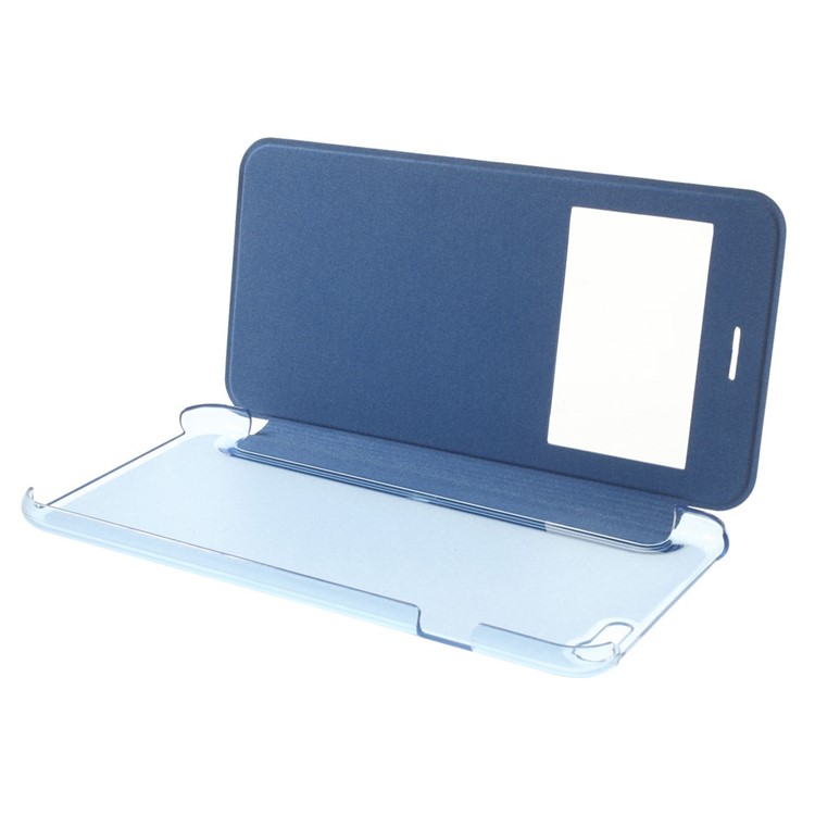For iPhone 6s Plus / 6 Plus 5.5 inch View Window Brushed Leather Folio Cover - Light Blue-6