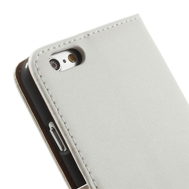 Genuine Split Leather Wallet Stand Case Shell for iPhone 6s / 6 4.7 inch - White-10