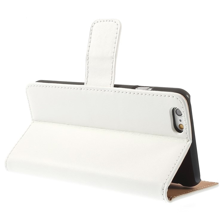 Genuine Split Leather Wallet Stand Case Shell for iPhone 6s / 6 4.7 inch - White-5