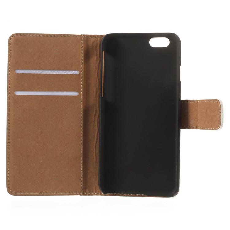 Genuine Split Leather Wallet Stand Case Shell for iPhone 6s / 6 4.7 inch - White-7