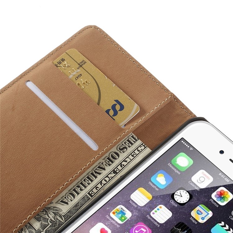 Genuine Split Leather Wallet Stand Case Shell for iPhone 6s / 6 4.7 inch - White-8