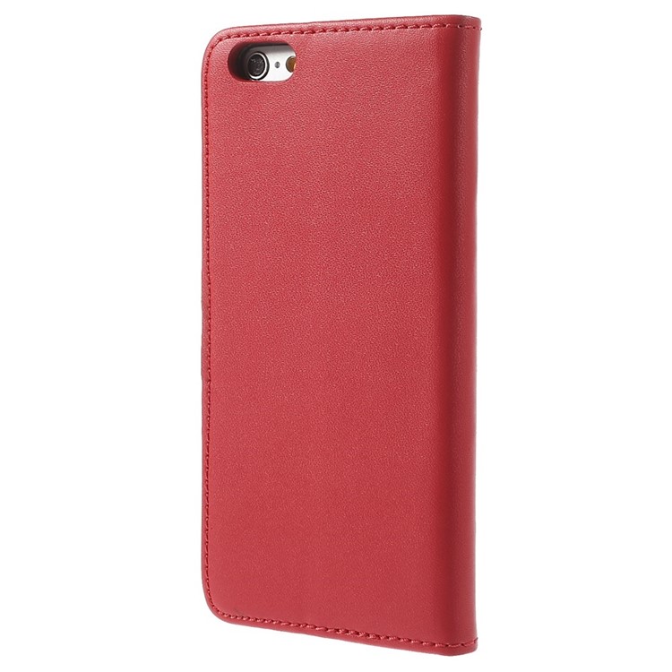 Genuine Split Leather Wallet Stand Case Shell for iPhone 6s / 6 4.7 inch - Red-2