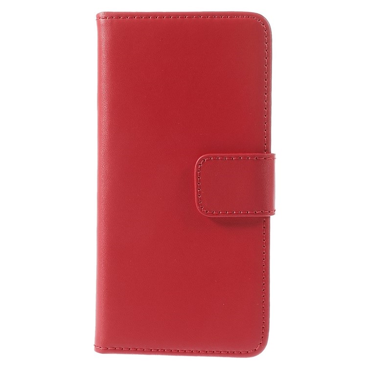 Genuine Split Leather Wallet Stand Case Shell for iPhone 6s / 6 4.7 inch - Red-3