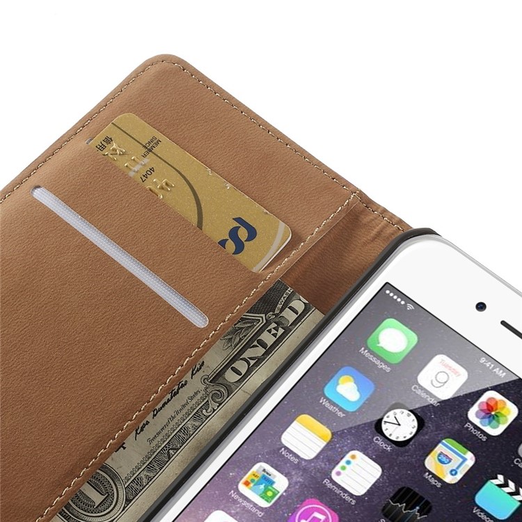 Genuine Split Leather Wallet Stand Case for iPhone 6s / 6 4.7 inch - Rose-8