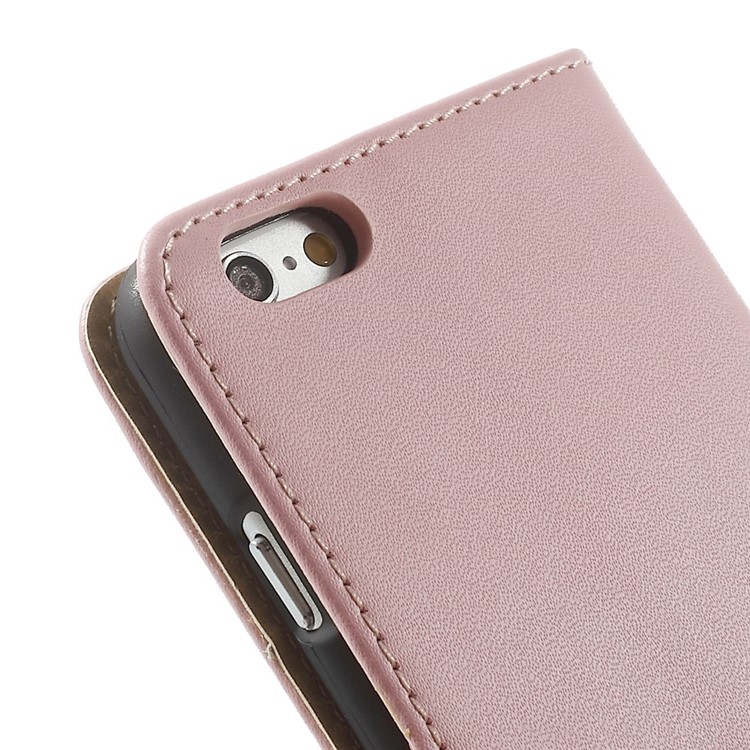 Genuine Split Leather Wallet Stand Case for iPhone 6s / 6 4.7 inch - Pink-10
