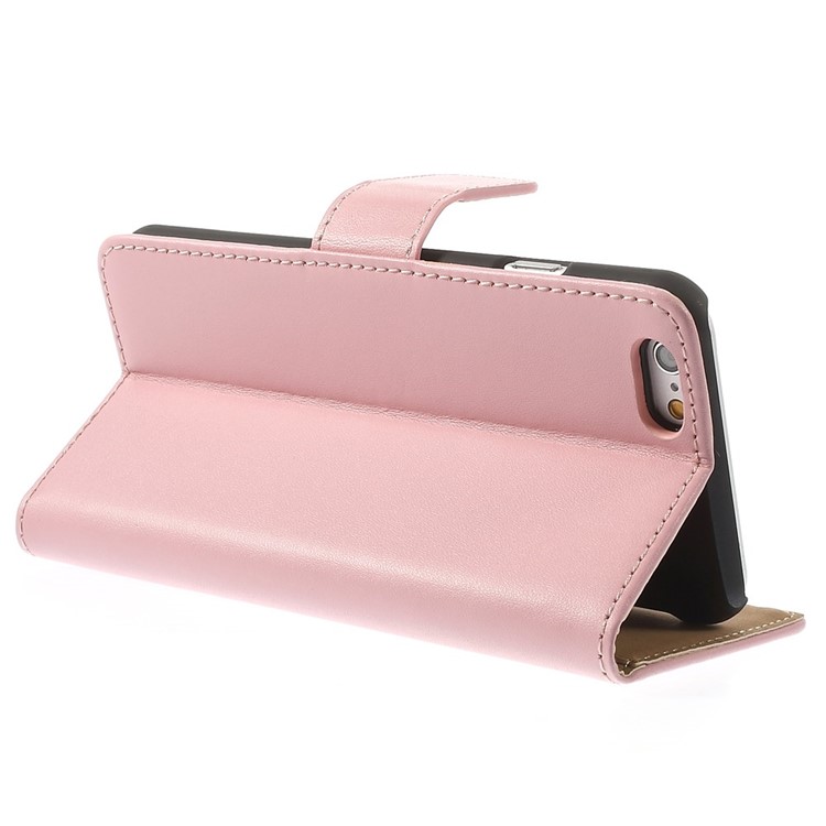Genuine Split Leather Wallet Stand Case for iPhone 6s / 6 4.7 inch - Pink-5