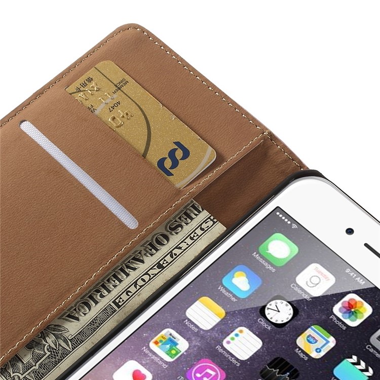 Genuine Split Leather Wallet Stand Case for iPhone 6s / 6 4.7 inch - Pink-8