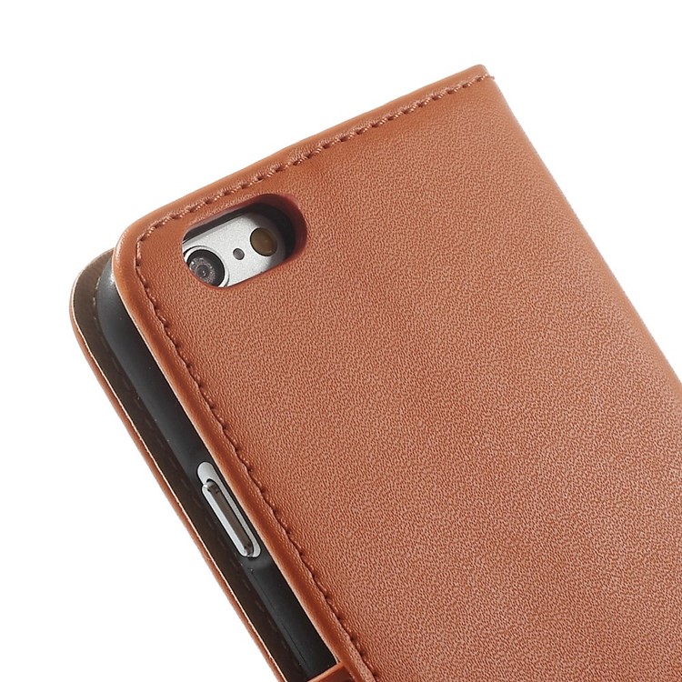 Genuine Split Leather Wallet Stand Case for iPhone 6s / 6 4.7 inch - Orange-10