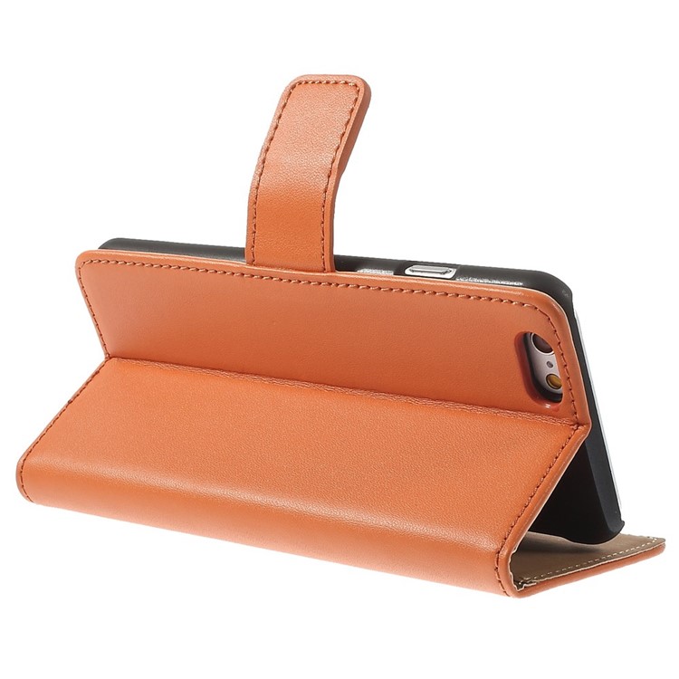 Genuine Split Leather Wallet Stand Case for iPhone 6s / 6 4.7 inch - Orange-5