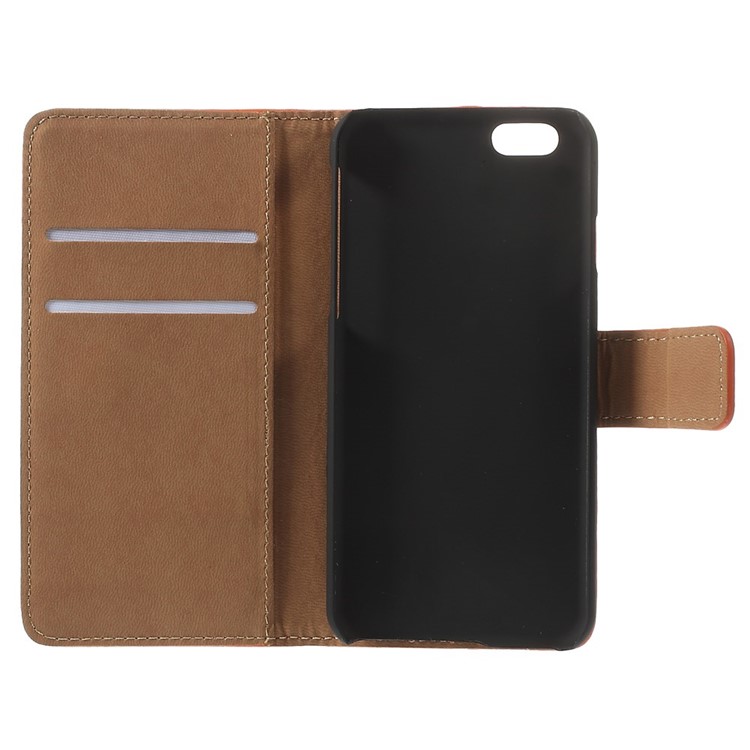 Genuine Split Leather Wallet Stand Case for iPhone 6s / 6 4.7 inch - Orange-7