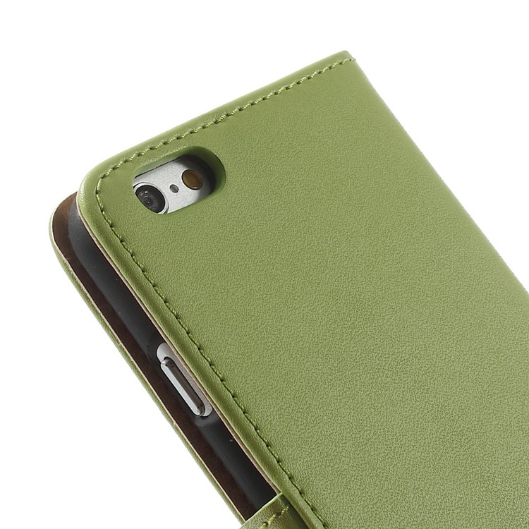 Genuine Split Leather Wallet Stand Cover for iPhone 6s / 6 4.7 inch - Green-10