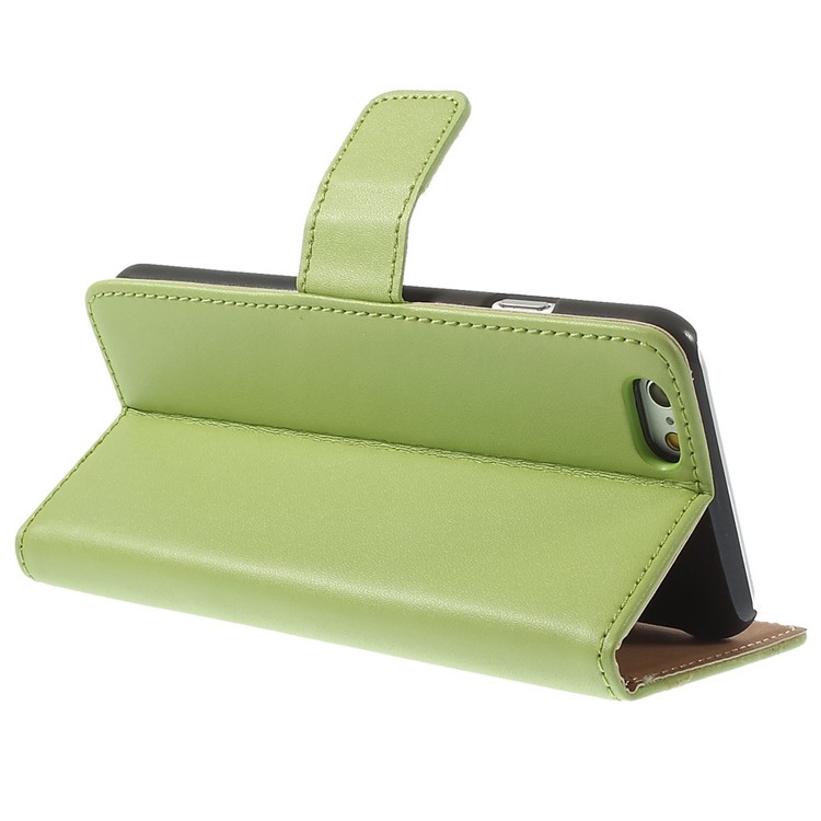 Genuine Split Leather Wallet Stand Cover for iPhone 6s / 6 4.7 inch - Green-5