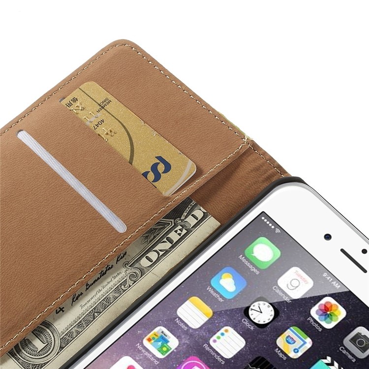 Genuine Split Leather Wallet Stand Cover for iPhone 6s / 6 4.7 inch - Green-8