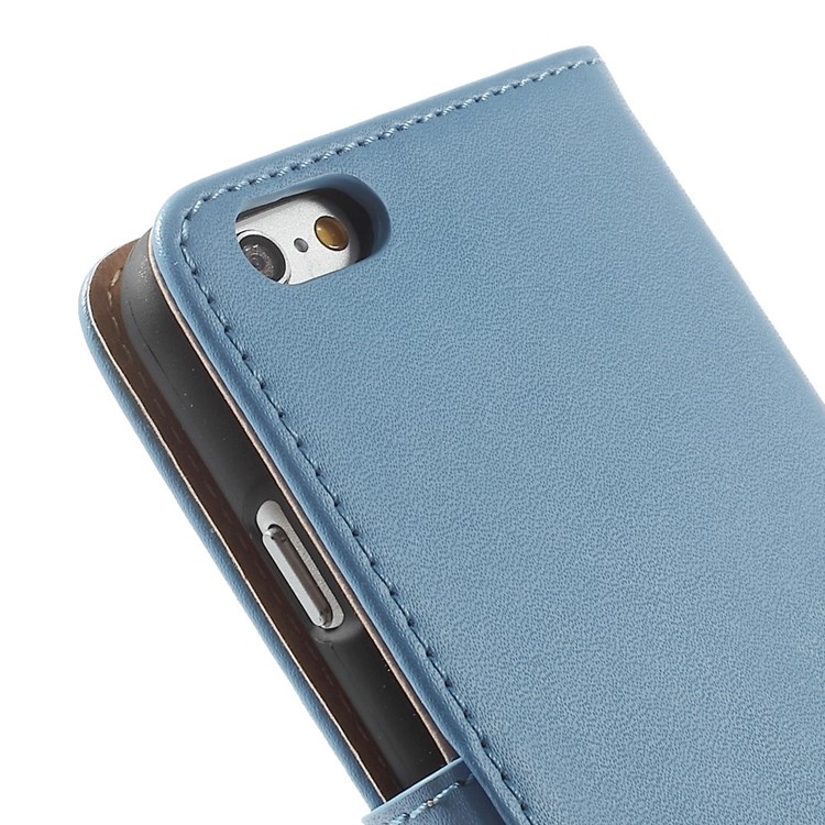 Genuine Split Leather Wallet Stand Cover for iPhone 6s / 6 4.7 inch - Blue-10