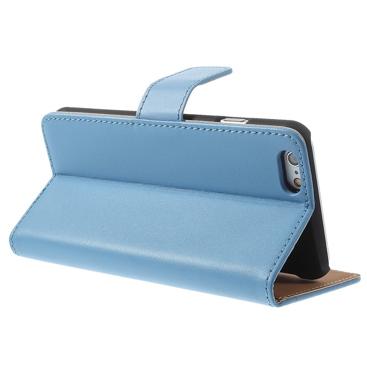 Genuine Split Leather Wallet Stand Cover for iPhone 6s / 6 4.7 inch - Blue-5